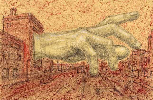 Urban Anatomy Sketch 12 | Schizzo d'Anatomia Urbana 12, pastel, pencil and ball pen on paper, 2014